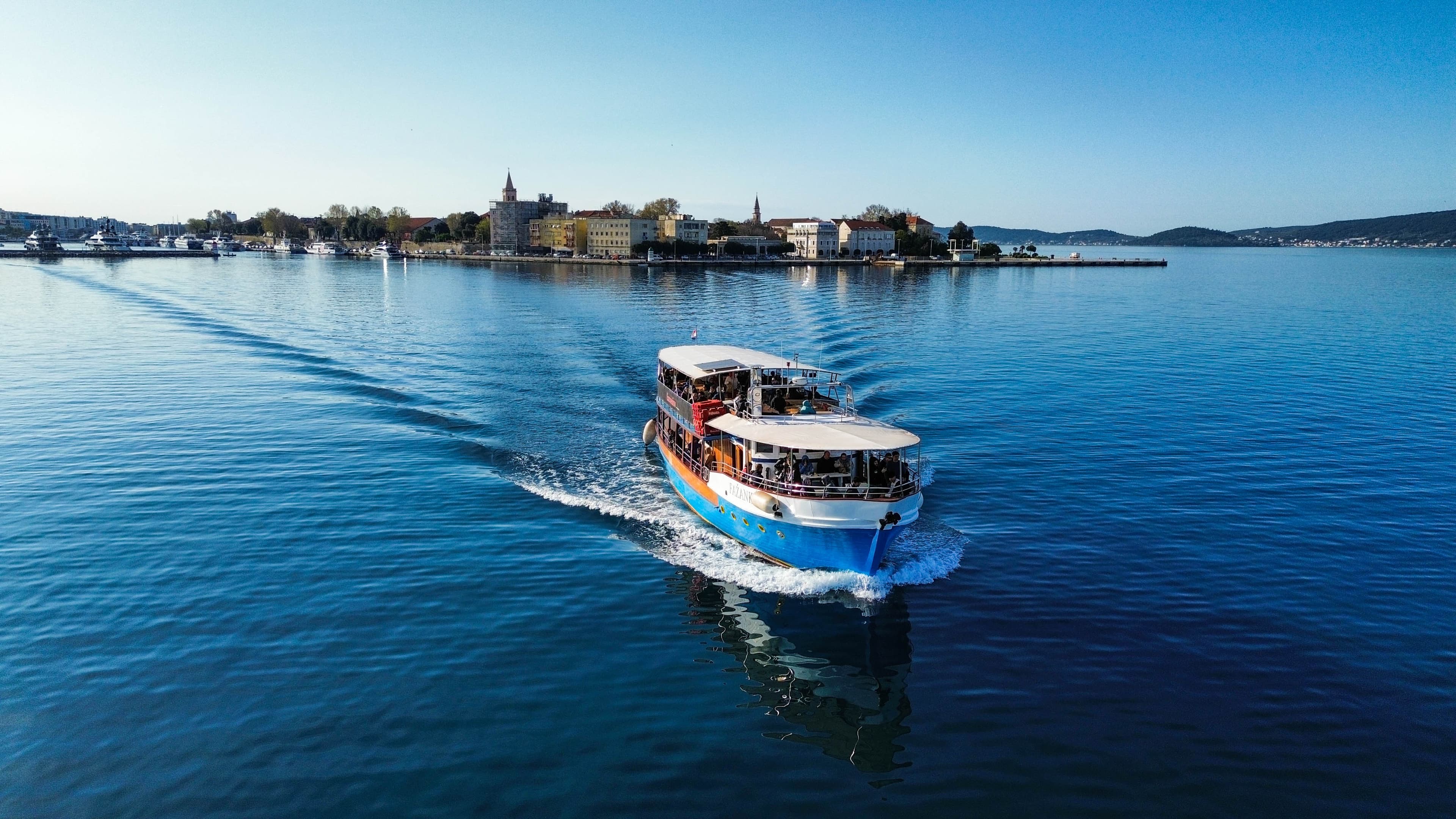 Blue Zadar boat on the water